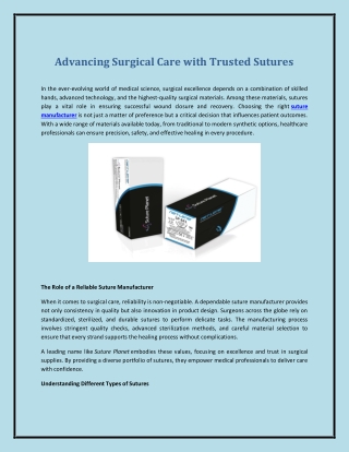 Advancing Surgical Care with Trusted Sutures