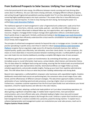 From Scattered Prospects to Solar Success Unifying Your Lead Strategy