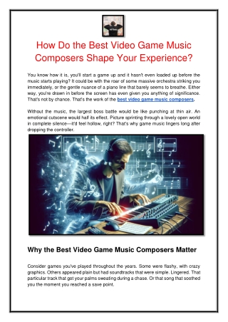 How Do the Best Video Game Music Composers Shape Your Experience