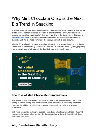 Why Mint Chocolate Crisp is the Next Big Trend in Snacking