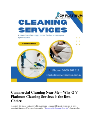 Commercial Cleaning Near Me – G V Platinum Cleaning Services