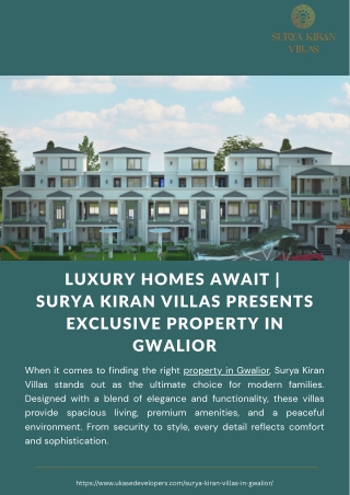 Luxury Homes Await  Surya Kiran Villas Presents Exclusive Property in Gwalior