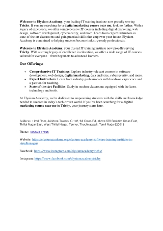 Elysium Academy - Trichy