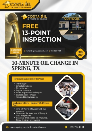 10-Minute Oil Change in Spring, TX | Fast & Reliable Service