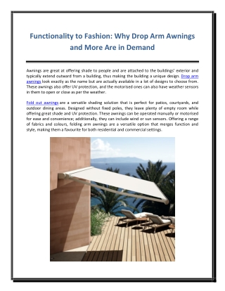 Functionality to Fashion Why Drop Arm Awnings and More Are in Demand