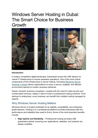Windows Server Hosting in Dubai: The Smart Choice for Business Growth