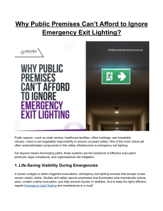 Why Public Premises Can’t Afford to Ignore Emergency Exit Lighting?