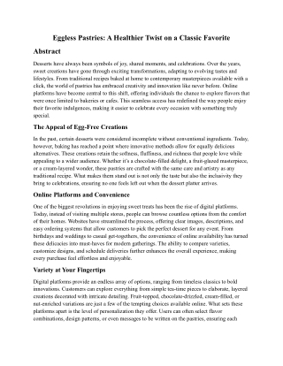 Eggless Pastries: A Healthier Twist on a Classic Favorite