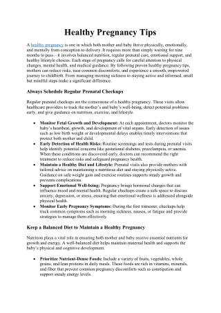 Healthy Pregnancy Tips