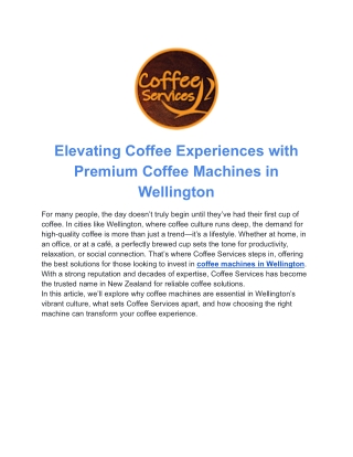 Best Coffee Machines Auckland – Coffee Services NZ