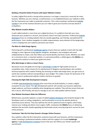 Building a Powerful Online Presence with Expert Website Creation