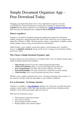 Download CapyDocs – Free & Simple Document Organizer App