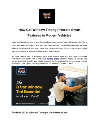 How Car Window Tinting Protects Smart Features in Modern Vehicles