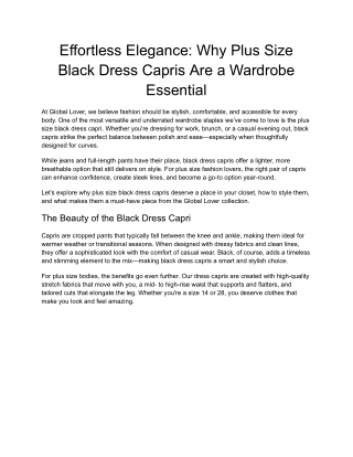 Plus Size Black Dress Capris