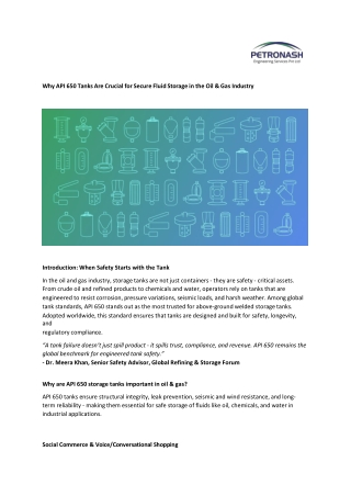 Why API 650 Tanks Are Crucial for Secure Fluid Storage in the Oil