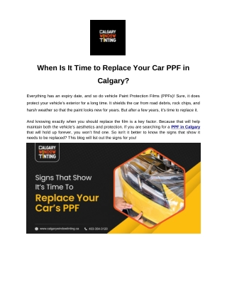 When Is It Time to Replace Your Car PPF in Calgary?