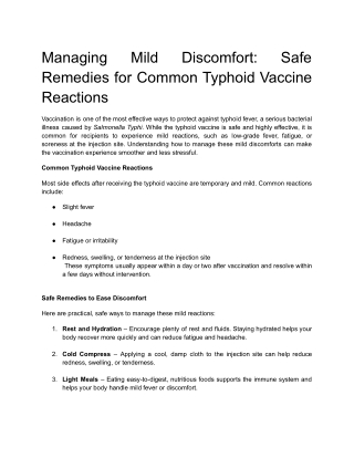Managing Mild Discomfort Safe Remedies for Common Typhoid Vaccine Reactions