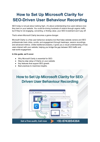 How to Set Up Microsoft Clarity for SEO-Driven User Behaviour Recording