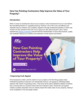 How Can Painting Contractors Help Improve the Value of Your Property_