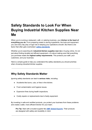Safety Standards to Look For When Buying Industrial Kitchen Supplies Near Me
