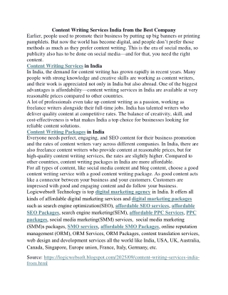 Content Writing Services India from the Best Company