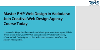Master PHP Web Design in Vadodara:  Join  Creative Web Design Agency Course