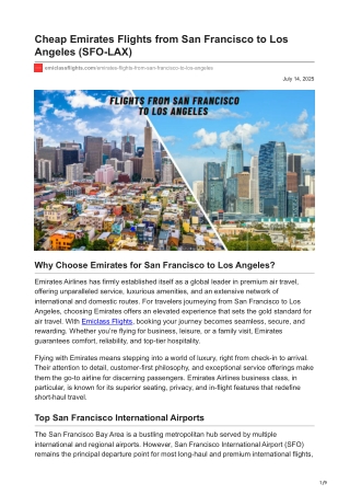 emiclassflights.com-Cheap Emirates Flights from San Francisco to Los Angeles SFO-LAX