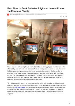 emiclassflights.com-Best Time to Book Emirates Flights at Lowest Prices via Emiclass Flights