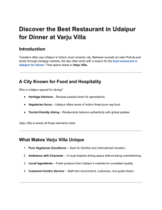 Best Restaurant in Udaipur for Dinner