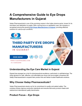 Eye Drops Manufacturers in Gujarat