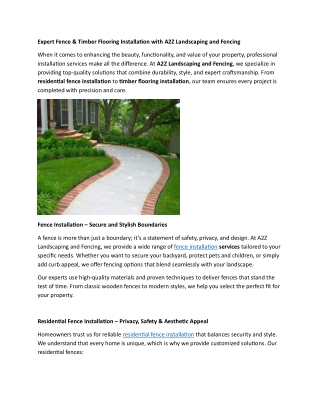 Expert Fence & Timber Flooring Installation with A2Z Landscaping and Fencing