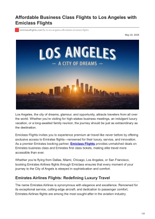 emiclassflights.com-Affordable Business Class Flights to Los Angeles with Emiclass Flights