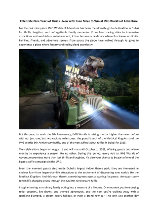 Celebrate IMG Worlds’ 9th Anniversary with Dubai’s Most Exciting Raffles and the