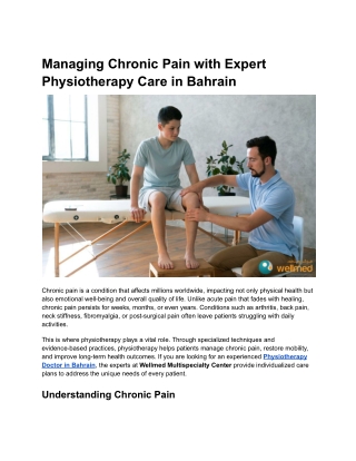 Managing Chronic Pain with Expert Physiotherapy Care in Bahrain