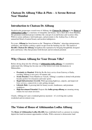 Chateau De Alibaug Villas & Plots – A Serene Retreat Near Mumbai
