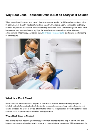 Why Root Canal Thousand Oaks is Not as Scary as It Sounds