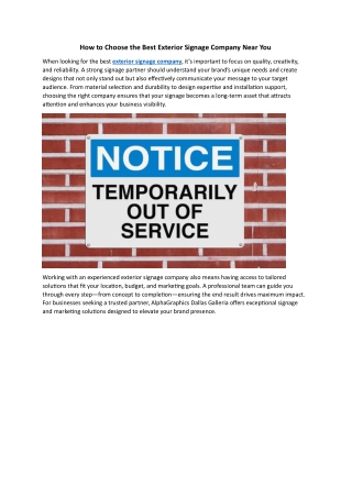 How to Choose the Best Exterior Signage Company Near You