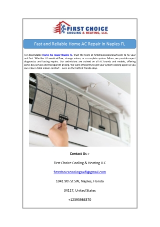 Fast and Reliable Home AC Repair in Naples FL