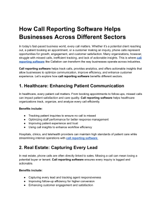 How Call Reporting Transforms Healthcare