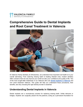Comprehensive Guide to Dental Implants and Root Canal Treatment in Valencia
