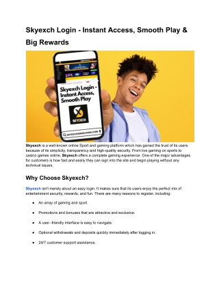 Skyexch Login - Instant Access, Smooth Play & Big Rewards