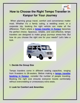Tempo traveller in Kanpur