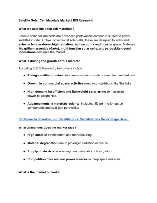 Satellite Solar Cell Materials Market - 18 Sepyember 2025