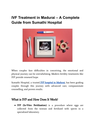 IVF Treatment in Madurai – A Complete Guide from Sumathi Hospital