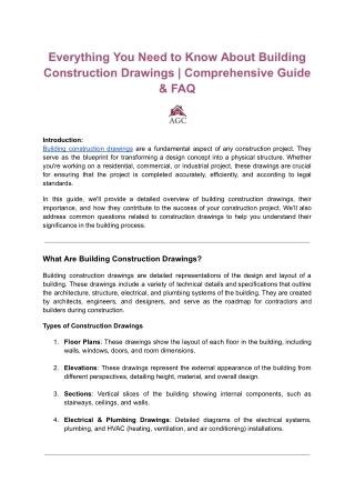 Comprehensive Building Construction Drawings | Accurate & Detailed Plans