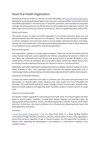 Good Oral Health Organization