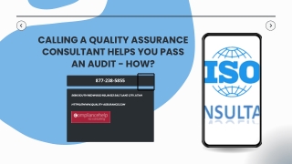 Calling a quality assurance consultant helps you pass an audit - how?
