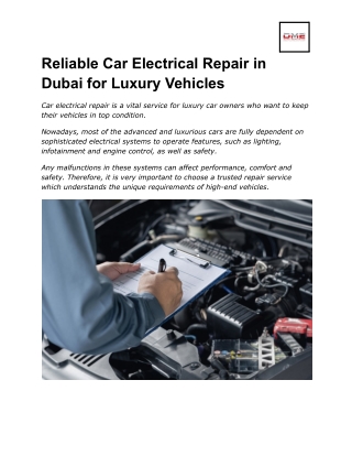 Reliable Car Electrical Repair in Dubai for Luxury Vehicles