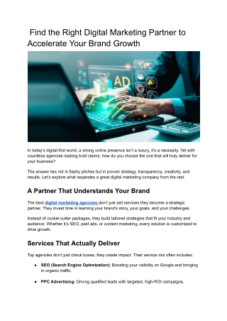 Find the Right Digital Marketing Partner to Accelerate Your Brand Growth
