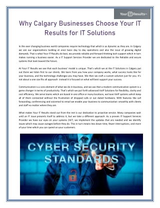 Why Calgary Businesses Choose Your IT Results for IT Solutions